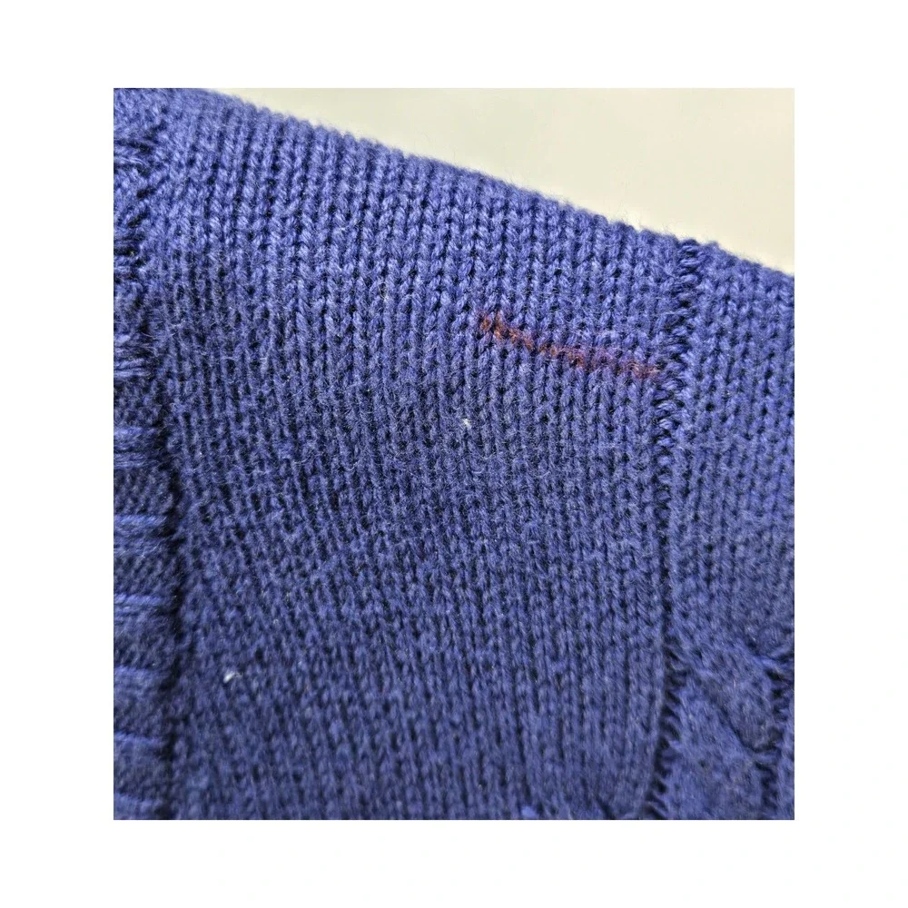 Men's Y2K Phat Farm XL Blue Argyle Cable Knit V-Neck Sweater Vest Heritage